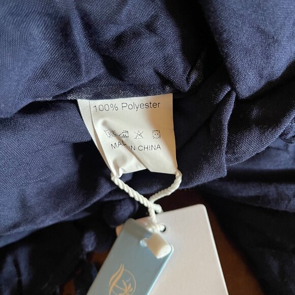 Cupshe  Blue Boho Tunic Cover-Up with Tassels & Pom Pom Trim – One Size - Picture 4 of 12